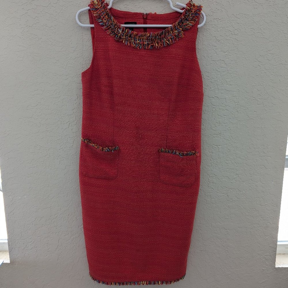 Talbots Tweed Fringe Old Money Dress with Pockets Size 8